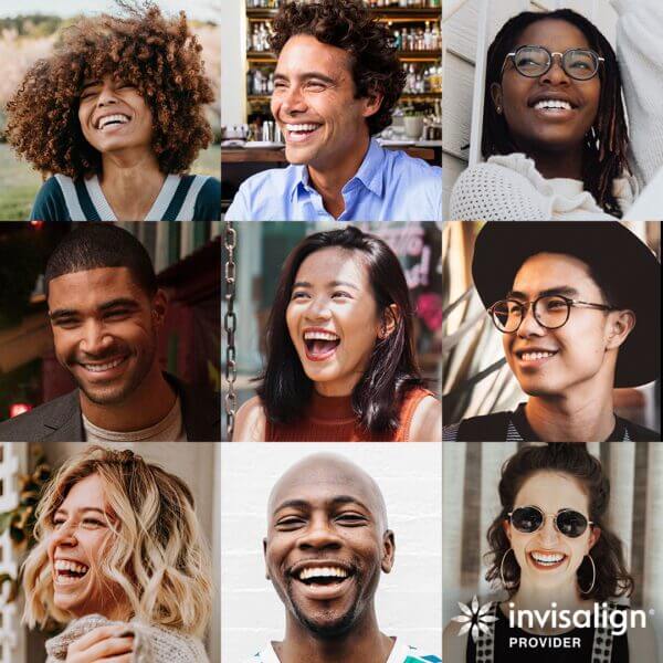 collage of men and women smiling