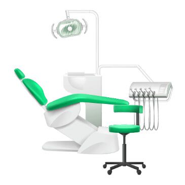 illustration of green and white dental chairs