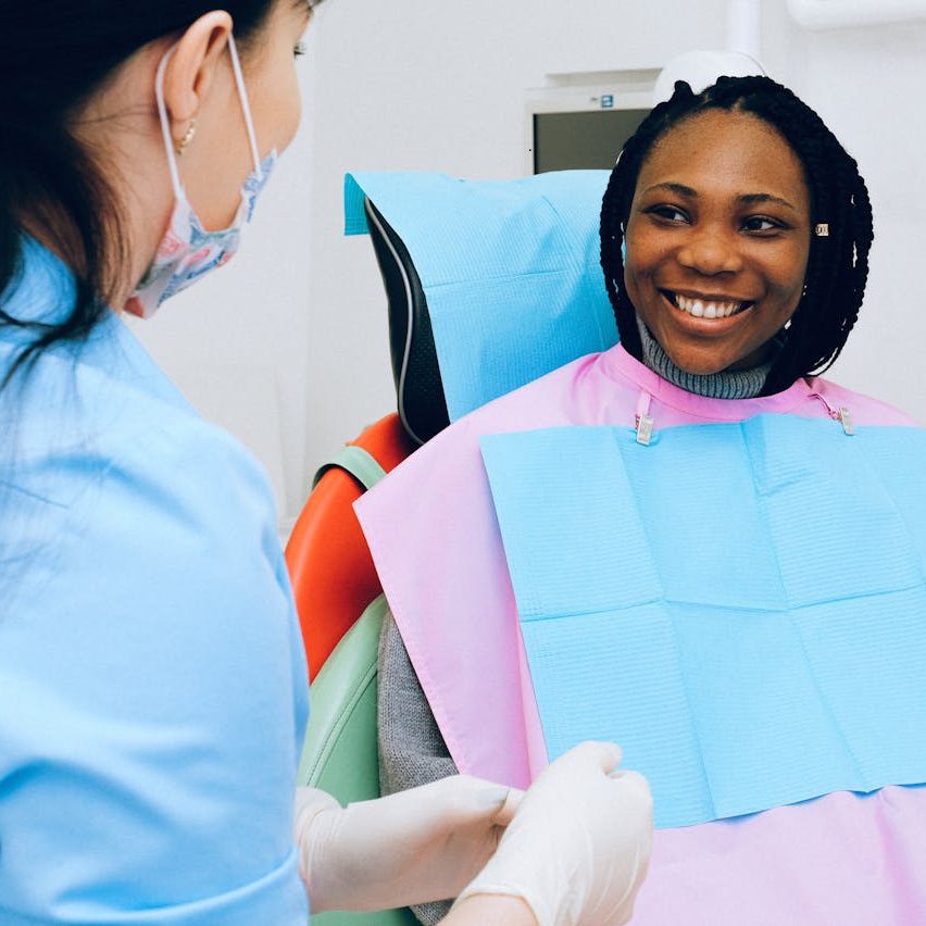 woman smiling at the dentist.